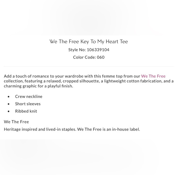 NWT Free People S We the Free Key 🔑 to My Heart ♥️ Tee in Summer Sand Combo New - Picture 5 of 7